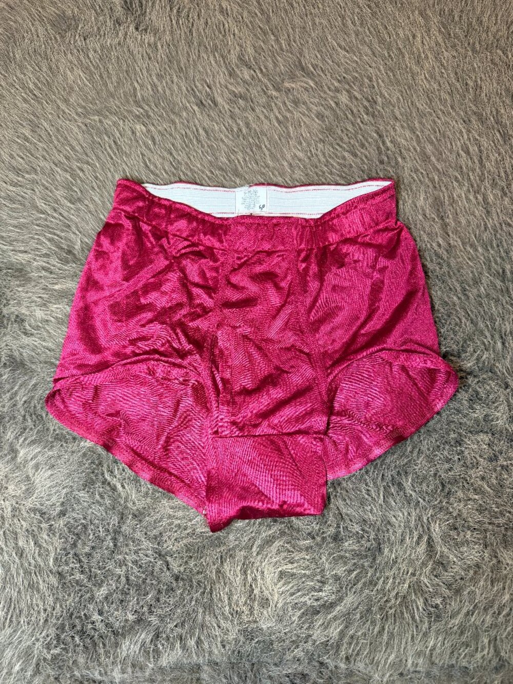 Vintage Men's Hot red Shiny Nylon High Cut Brief Underwear Size Small 30-32 USA